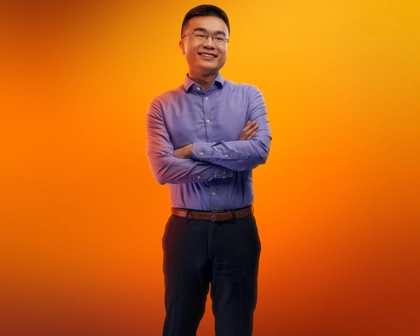 One Smiling Man Orange Background